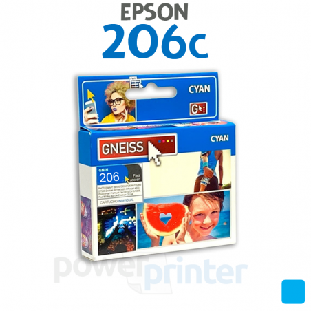 Cartucho de tinta Epson 206C (T206220) cian alternativo GNEISS