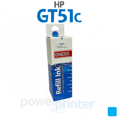 Botella de tinta HP GT52C (M0H54AL) cian alternativa GNEISS