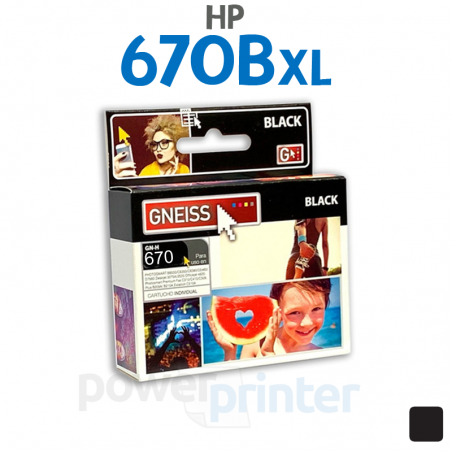 Cartucho de Tinta HP 670B XL (CZ117AB) negro alternativo GNEISS