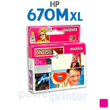 Cartucho de Tinta HP 670M XL (CZ119AB) magenta alternativo GNEISS