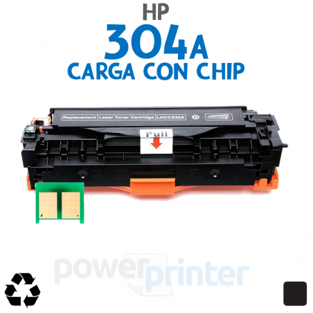 Carga de Tóner HP 304A B (CC530A) negro