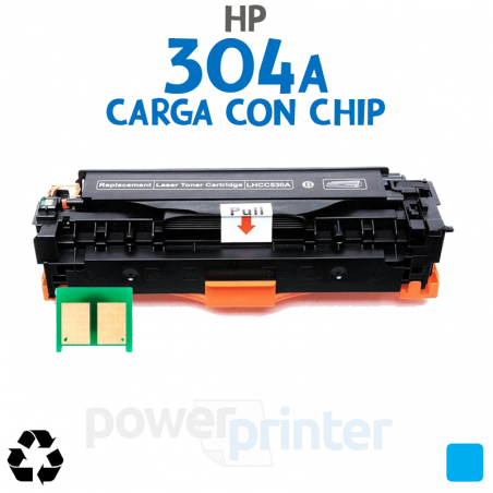 Carga de Tóner HP 304A C (CC531A) cian